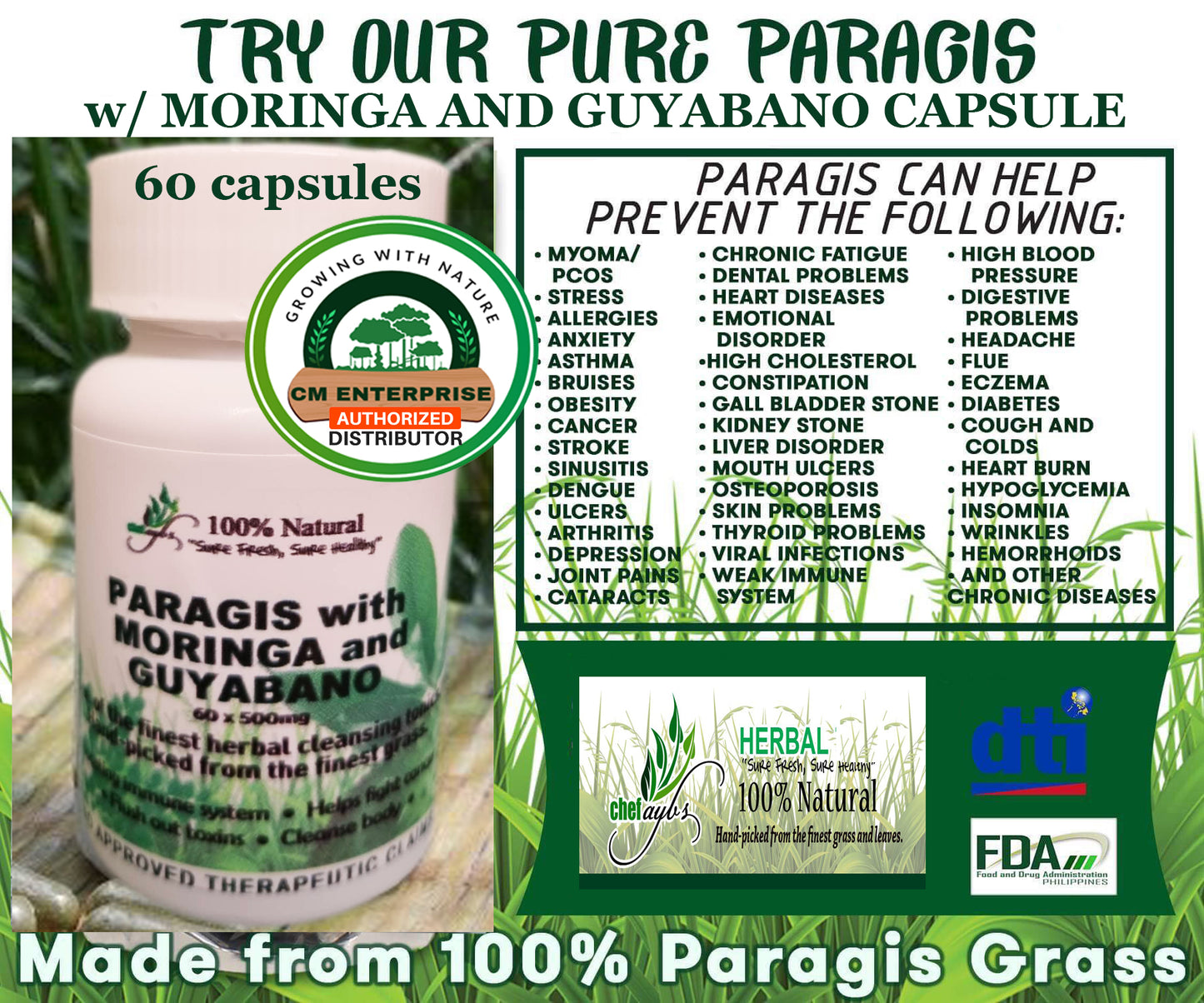 Chef Aybs Paragis with Moringa and Guyabano Capsules - 60 Capsules