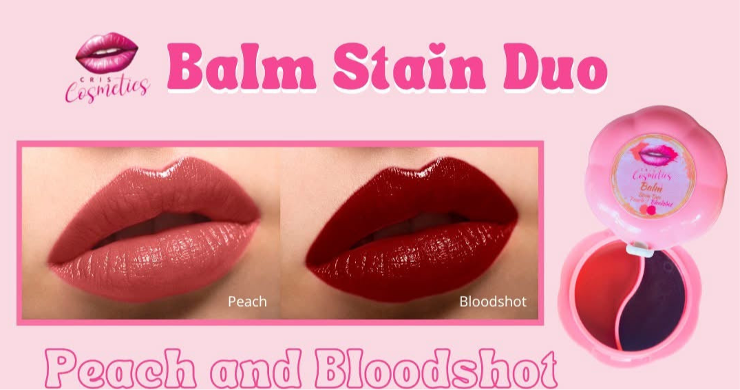 CC GLAM By Cris Cosmetics Lip Balm Stain - DUO PEACH AND BLOODSHOT SHADES