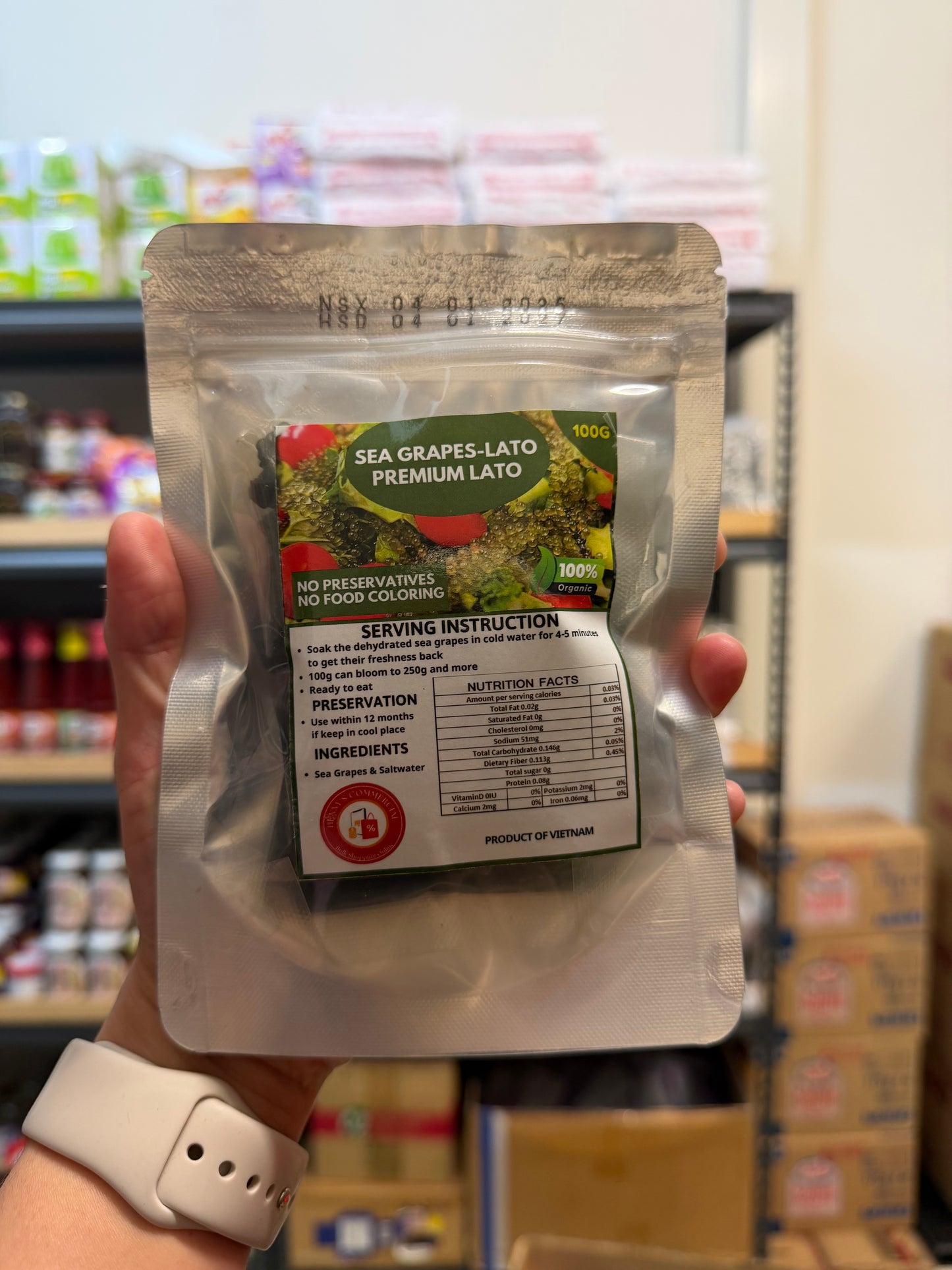 Premium Organic Seagrapes /Lato
FRESH HARVEST (DO NOT FREEZE)
100g