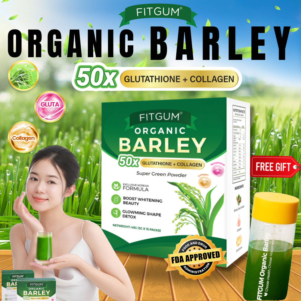 Fitgum Organic Barley Super Green Powder - 3g × 15 Packs