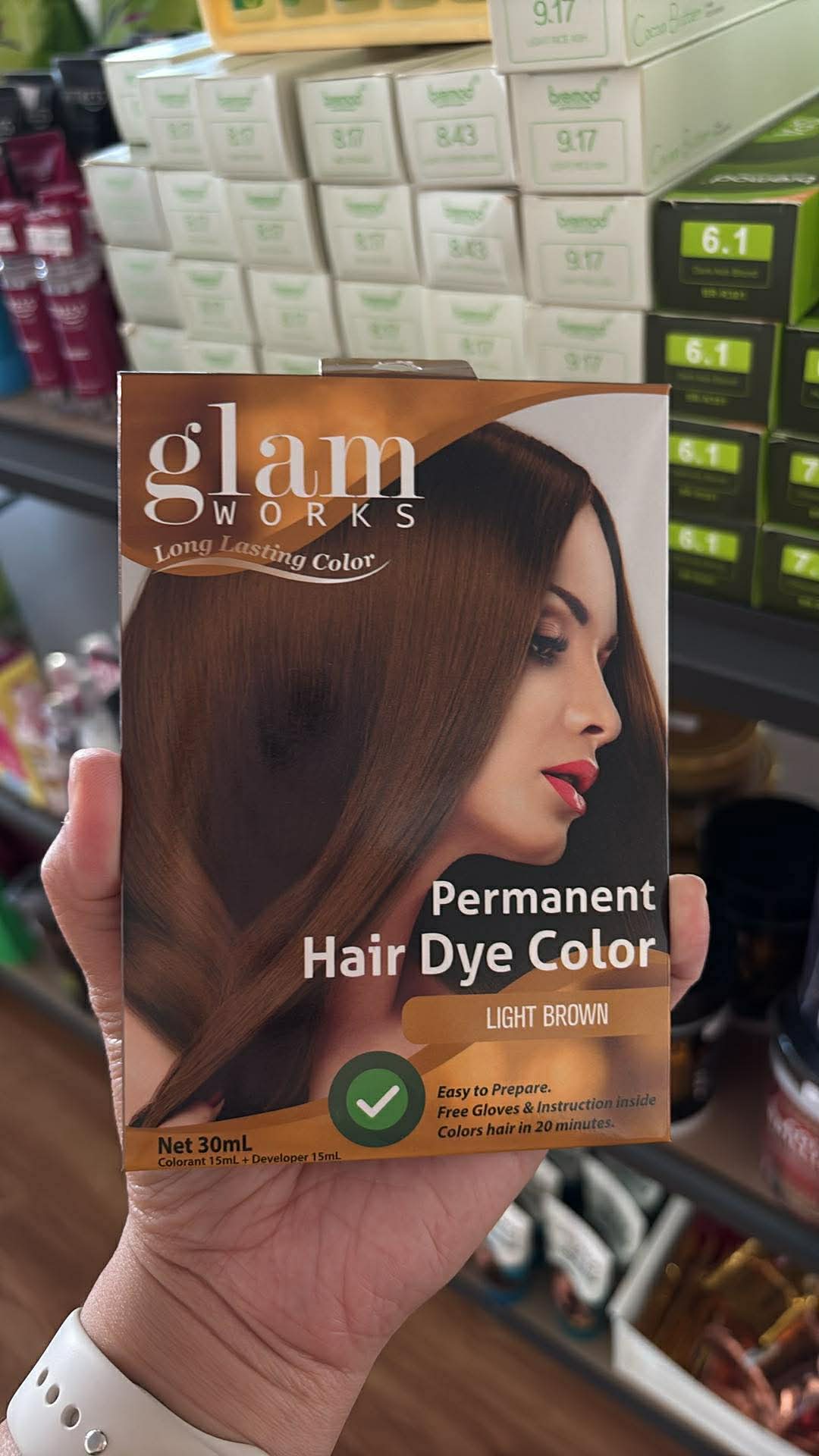 GLAMWORKS Permanent Hair Dye Color Light Brown 30mL