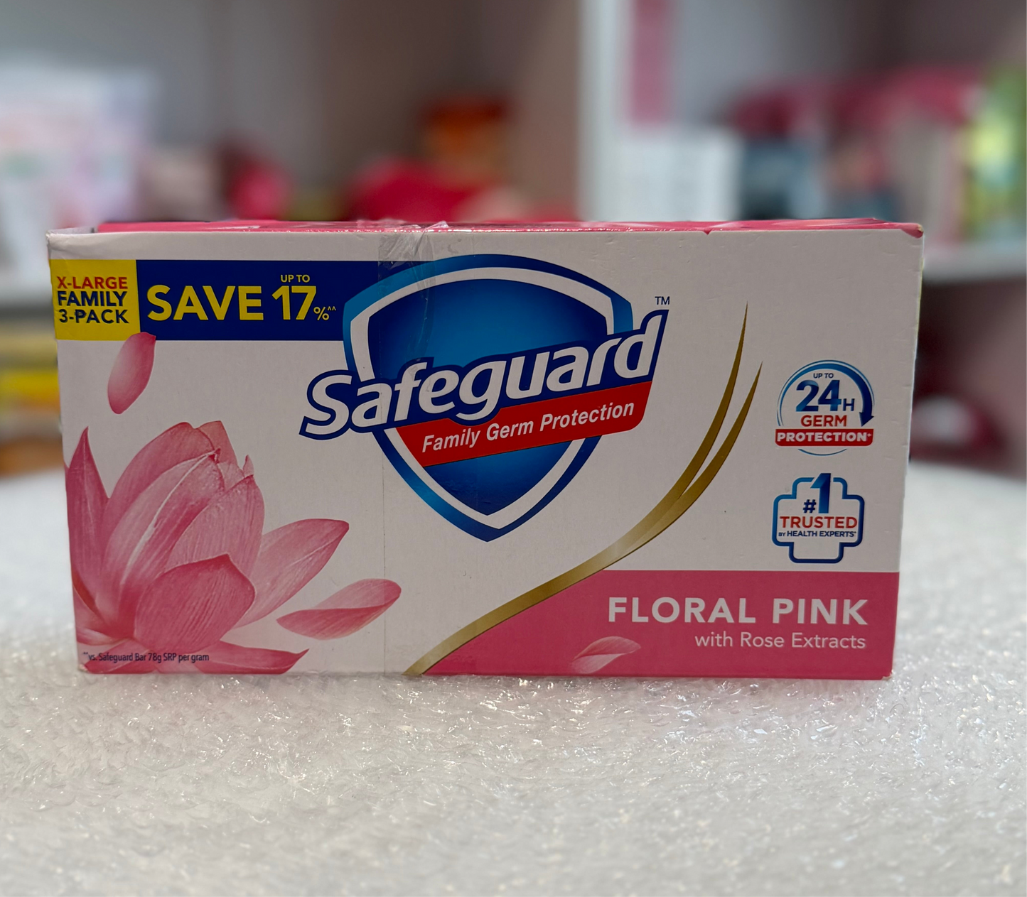 SAFEGUARD Floral Pink with Aloe Bar Soap 160g X 3 Value Pack - FAMILY - Extra Large Trio Pack