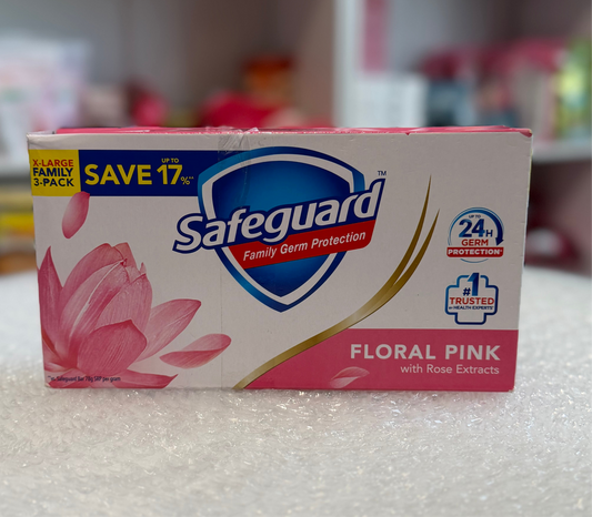 SAFEGUARD Floral Pink with Aloe Bar Soap 160g X 3 Value Pack - FAMILY - Extra Large Trio Pack