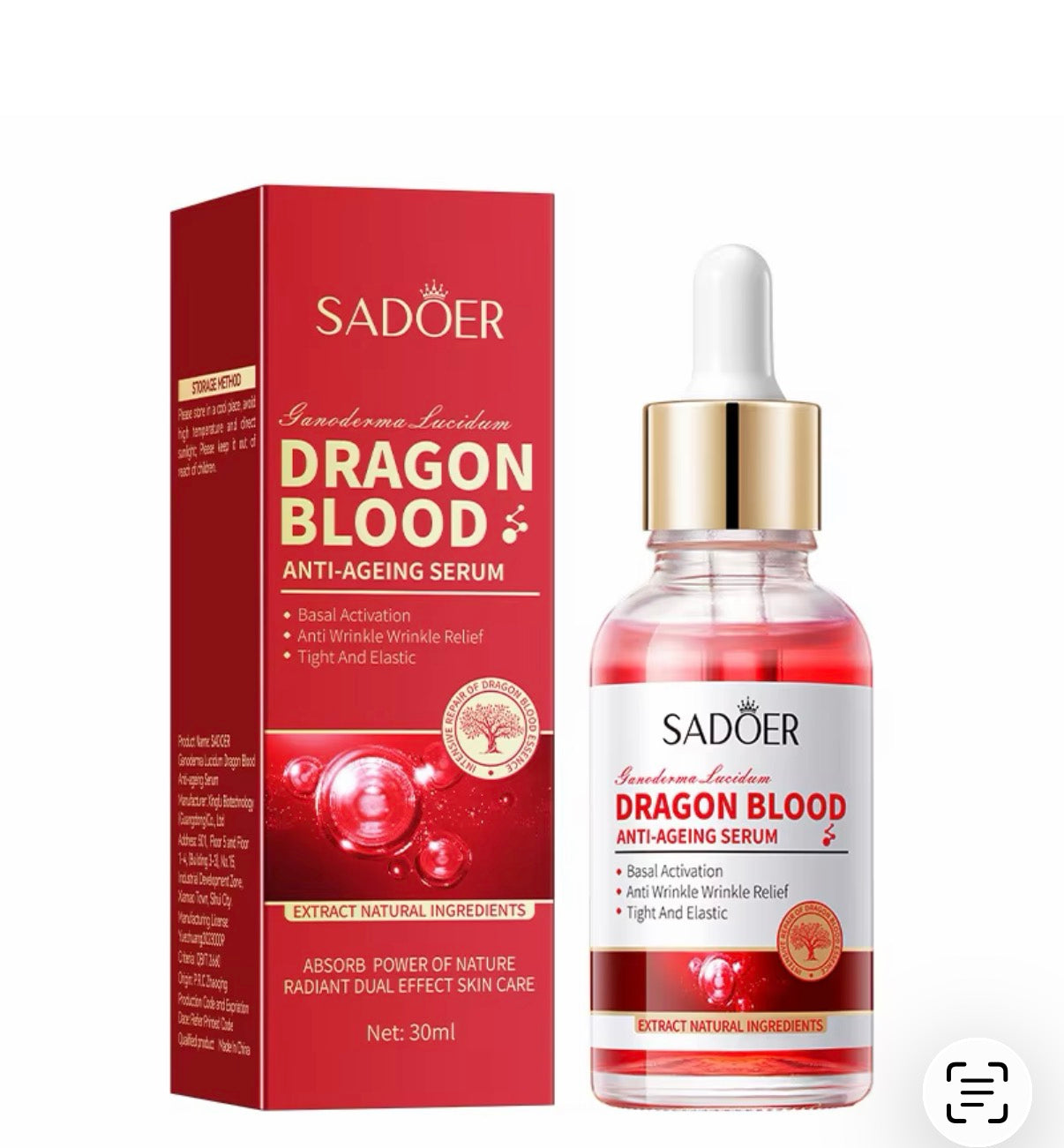 SADOER Dragons Blood Dryness Moisturizing Facial Serum Skin Firming Lifting Fine Lines Smooth Essence Serum 30ml