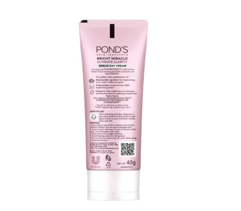 PONDS Bright Miracle Serum Burst Ultimate Clarity with Niasorcinol Serum Day Cream 40g