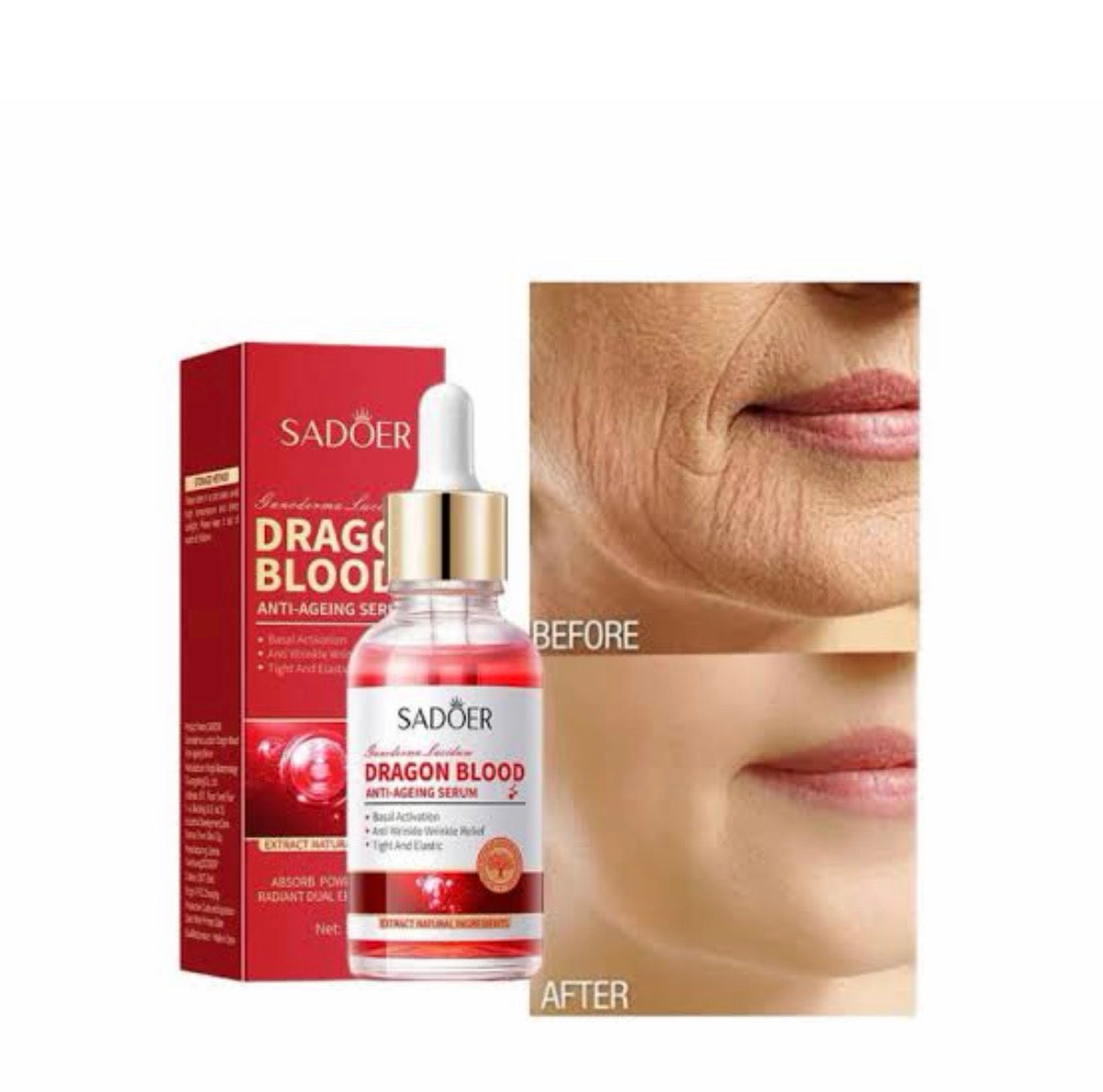SADOER Dragons Blood Dryness Moisturizing Facial Serum Skin Firming Lifting Fine Lines Smooth Essence Serum 30ml