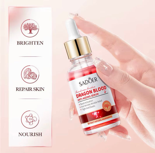 SADOER Dragons Blood Dryness Moisturizing Facial Serum Skin Firming Lifting Fine Lines Smooth Essence Serum 30ml