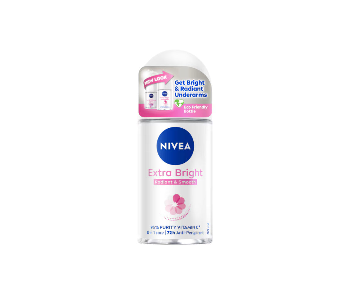 NIVEA Deodorant Extra Brightening RADIANT & SMOOTH Anti-Perspirant Roll-On 50ml - 95% Purity Vitamin C