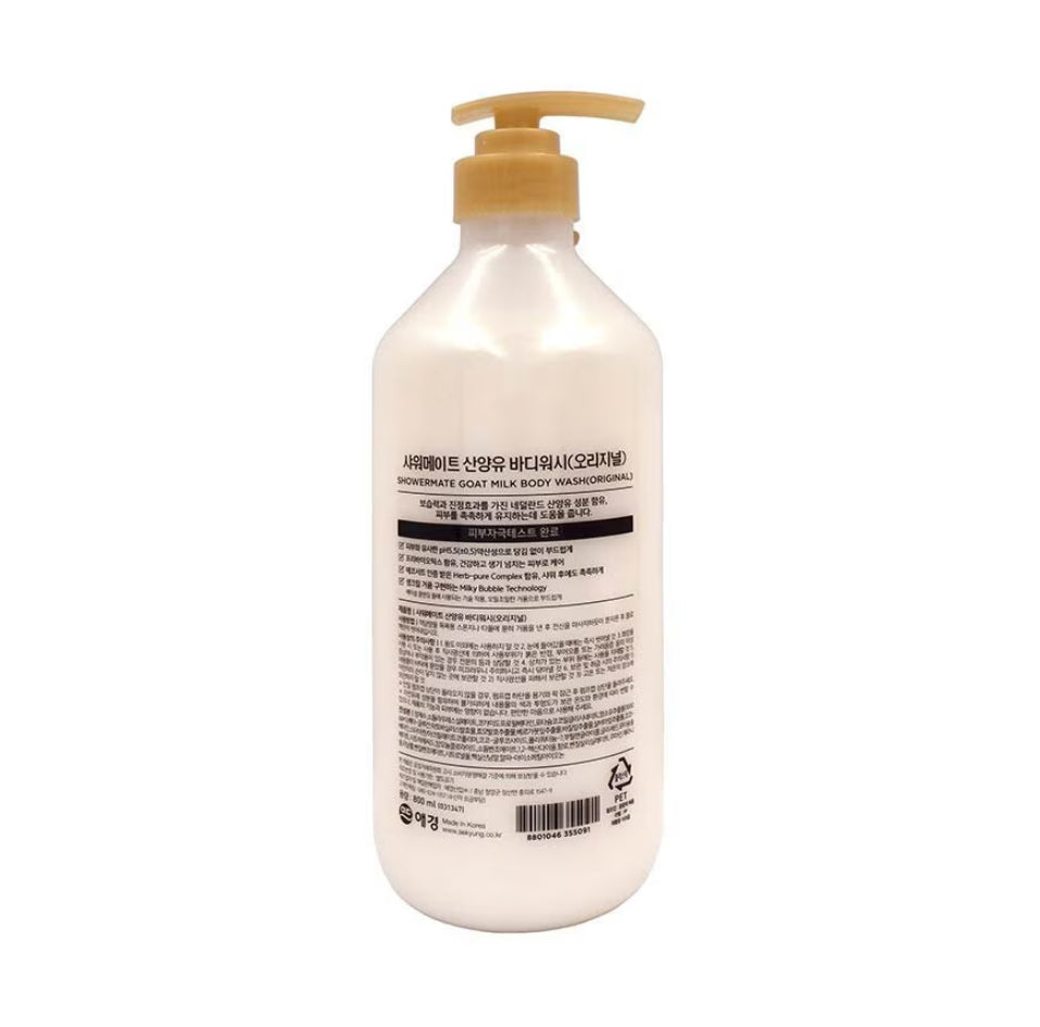 SHOWERMATE Pure and Natural Goat Milk Body Wash (Original), Contains Prebiotics And Leaves Skin Healthy And Vibrant 800ml