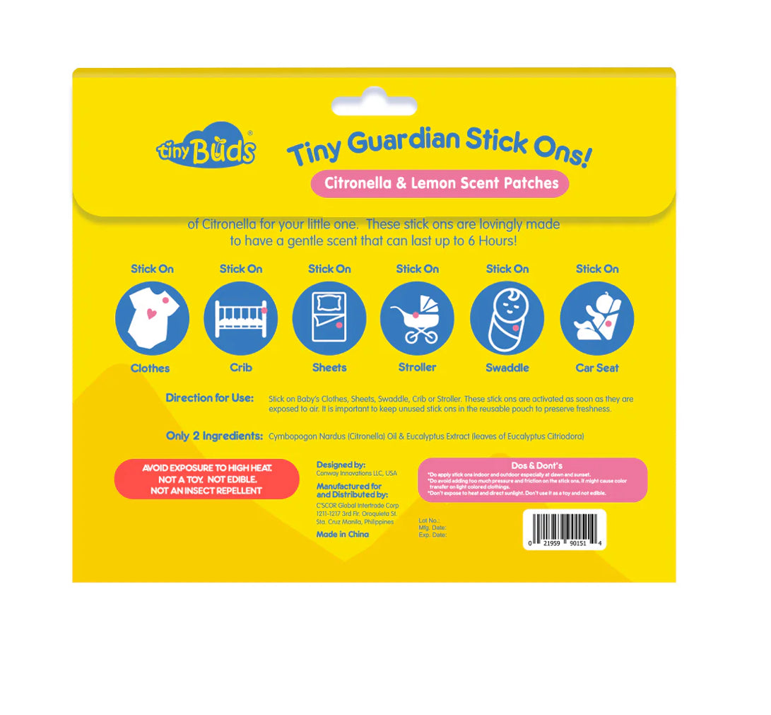 Tiny Buds Tiny Guardian Stick Ons Gentle Citronella and Lemon Scent - 24 Stick Ons