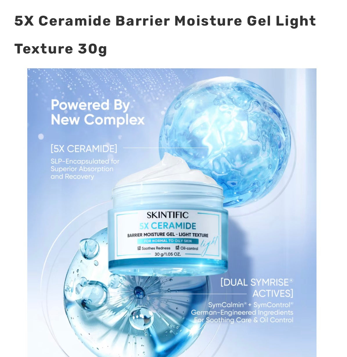 SKINTIFIC 5X Ceramide Barrier Moisture Gel LIGHT Texture 30g