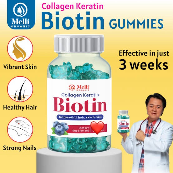 Melli Organic Collagen Keratin Biotin for beautiful hair, skin & nails - 30 gummies