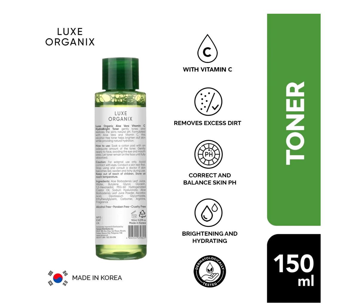 Luxe Organix 98% Aloe Vera Vitamin C Hydrabright Toner 150ml