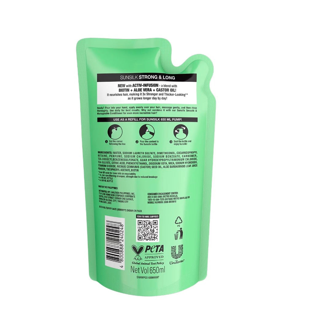 SUNSILK Shampoo Green Strong & Long 650mL - Refill Pack