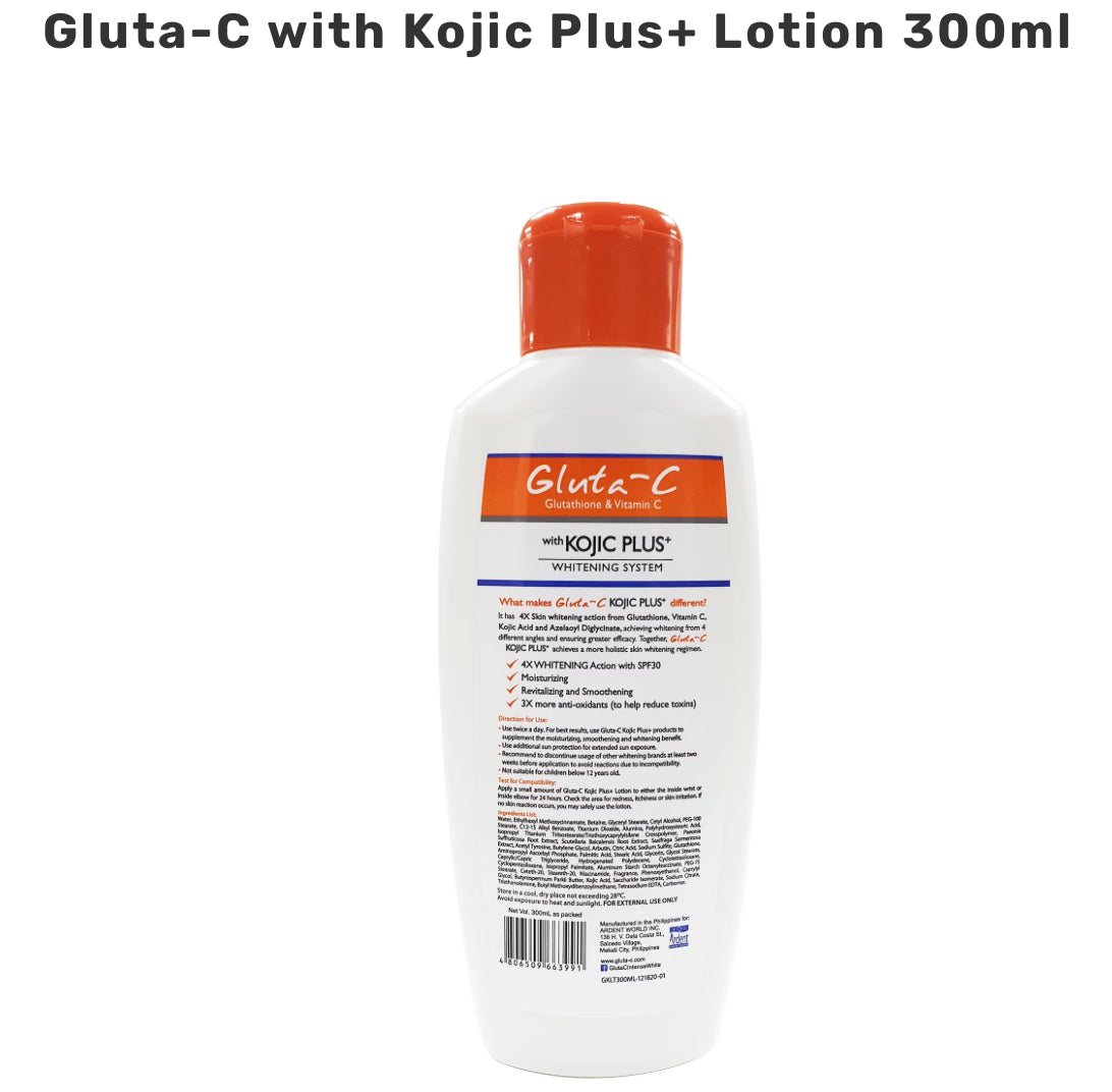 GLUTA C Glutathione & Vitamin C with Kojic Plus 4x Skin Whitening Body Lotion SPF30 300ml
