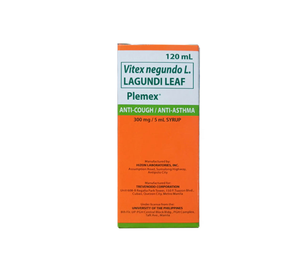 PLEMEX Vitex Negundo L. Lagundi Leaf 300mg/5ml Syrup 120ml