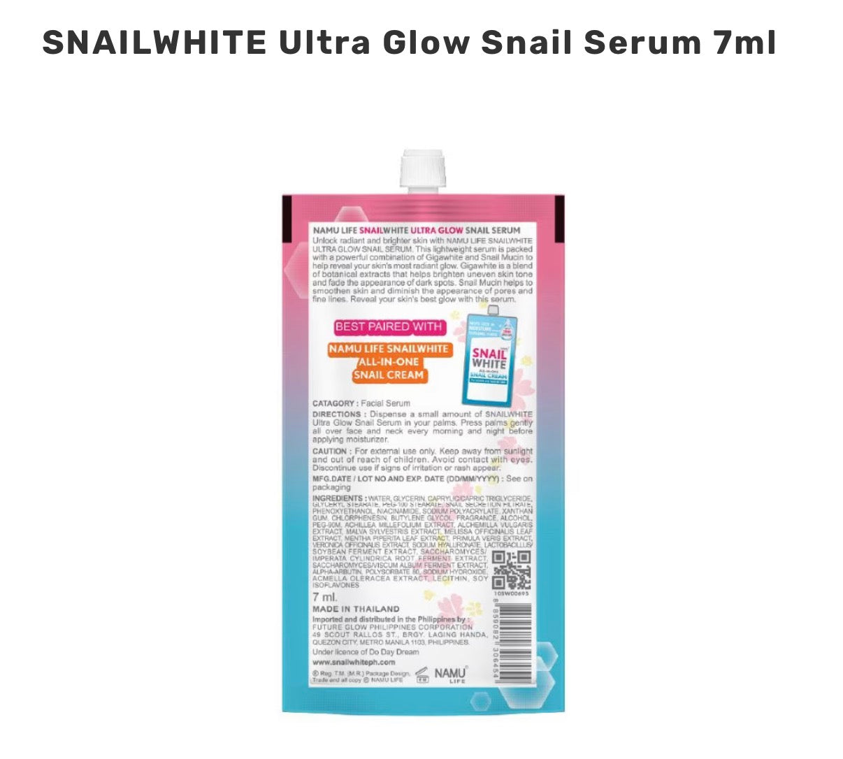 Namu SNAILWHITE Ultra Glow Snail Serum 7ml