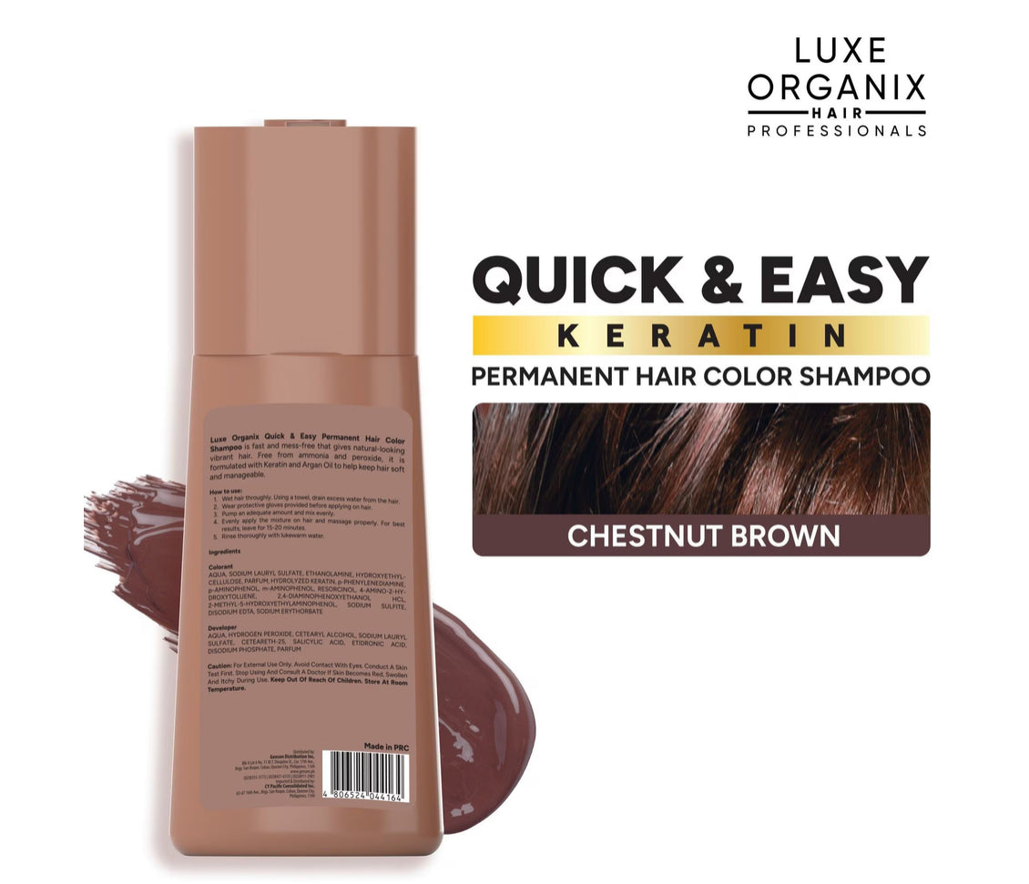 Luxe Organix Hair Color Shampoo Chestnut Brown 200ml