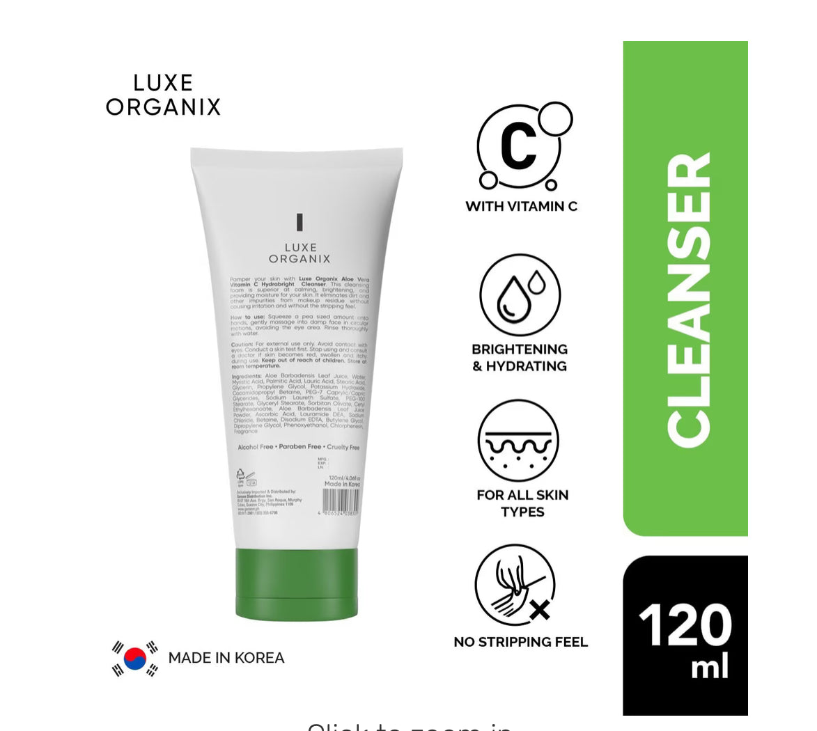 Luxe Organix 99% Aloe Vera Vitamin C Hydrabright Cleanser 120ml