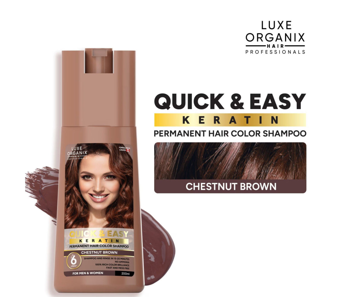 Luxe Organix Hair Color Shampoo Chestnut Brown 200ml