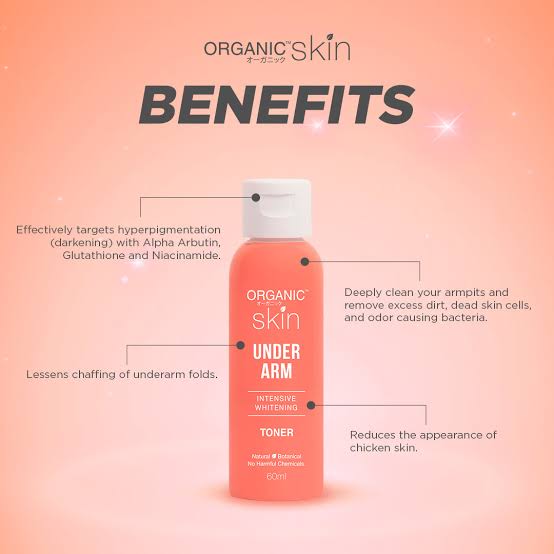 Organic Skin Japan Intensive Whitening Underarm Toner (60ml) Armpit Whitener with Sunflower Oil