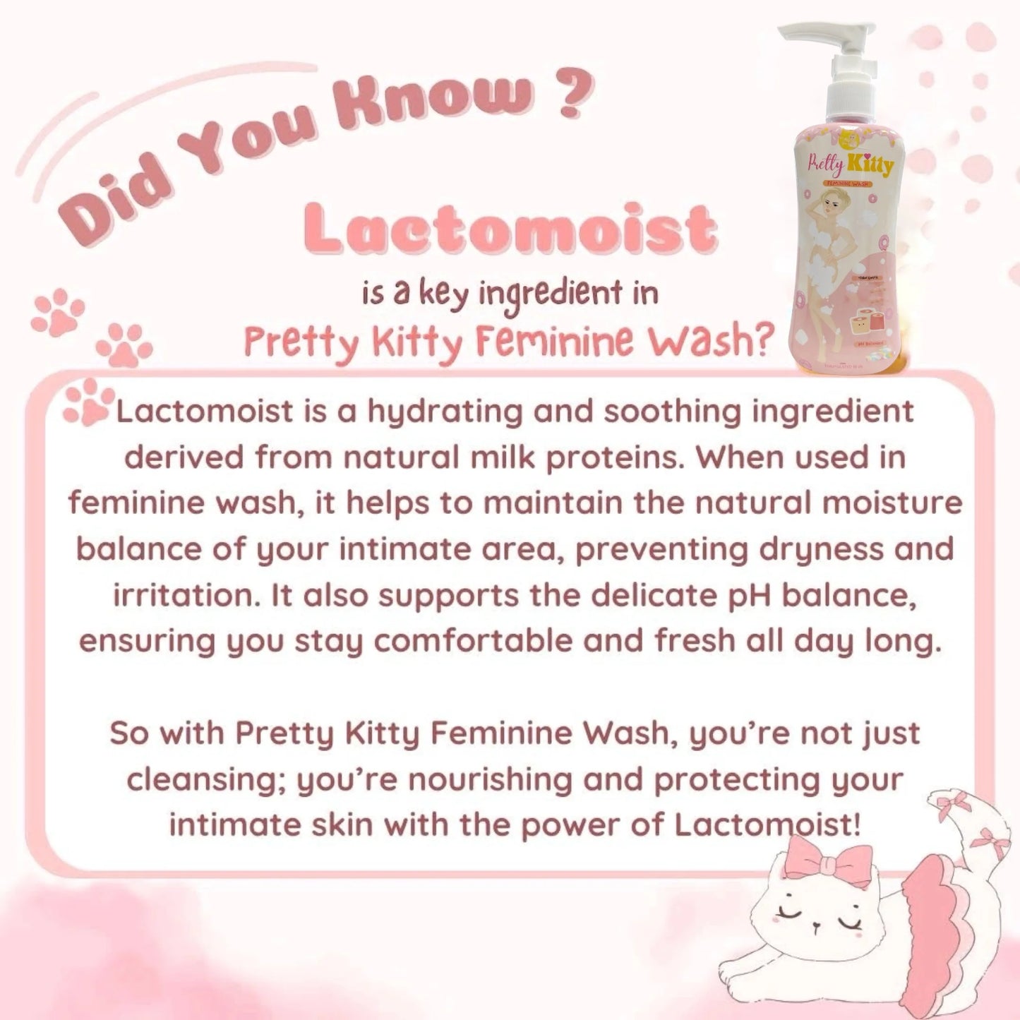 Pretty Kitty Feminine Wash 100ml - pH Balanced, Odor Control, Hydrating Care for Intimate Areas