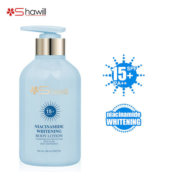 Shawill Sunscreen Body Lotion With Niacinamide Whitening Hydrating Sun Protection Daily Confidence SPF 15+ PA +++ 300ml