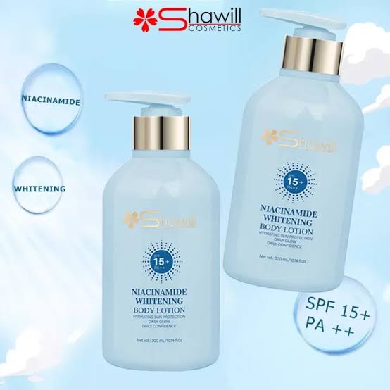 Shawill Sunscreen Body Lotion With Niacinamide Whitening Hydrating Sun Protection Daily Confidence SPF 15+ PA +++ 300ml