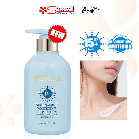 Shawill Sunscreen Body Lotion With Niacinamide Whitening Hydrating Sun Protection Daily Confidence SPF 15+ PA +++ 300ml