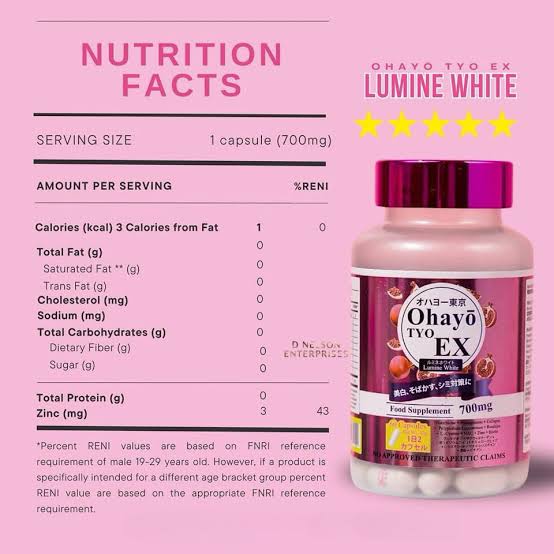 OHAYO TYO Tokyo EX White 60 Capsules Glutathione