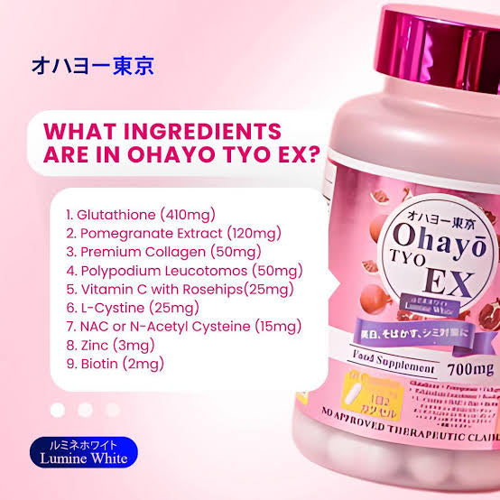 OHAYO TYO Tokyo EX White 60 Capsules Glutathione