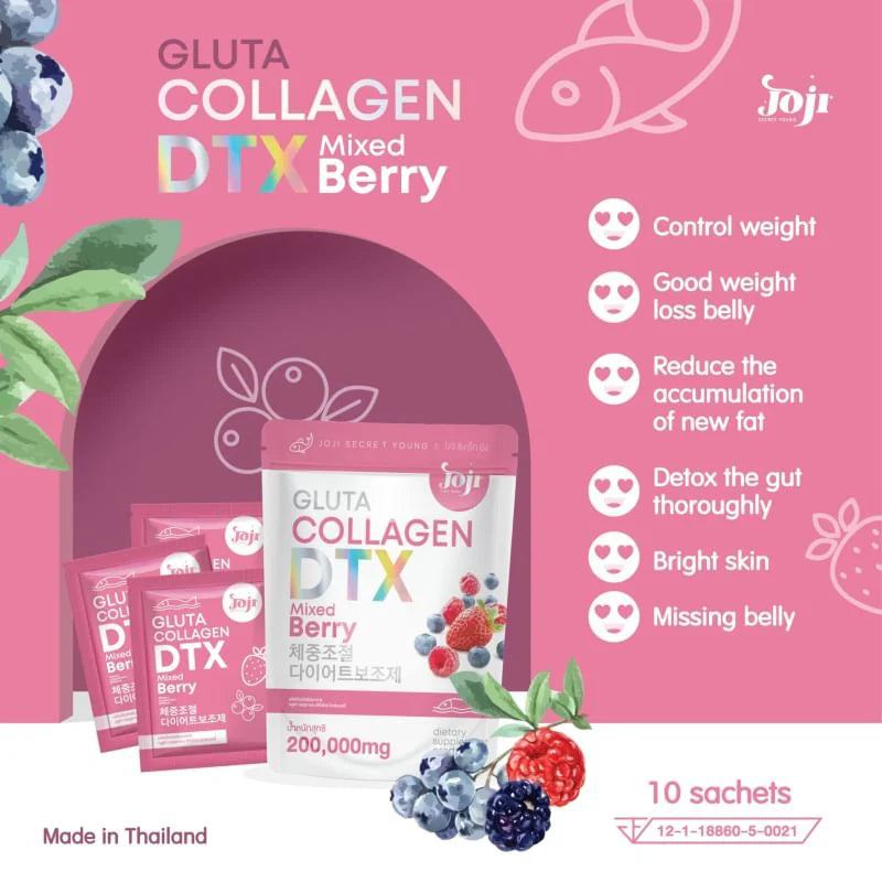 Joji Gluta Collagen DTX Plus Mixed Berry x10 sachets 200,000 mg