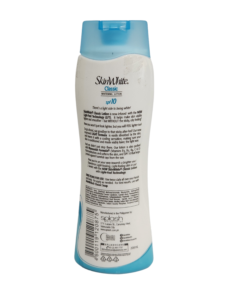 SKINWHITE Whitening Lotion - Classic - Light Feel Technology SPF10 100ml