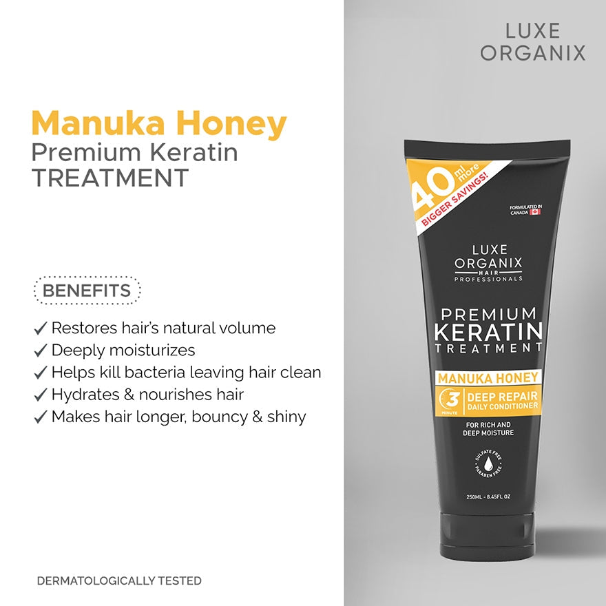 Luxe Organix Premium Keratin Treatment Manuka Honey Deep Repair Conditioner 250ml