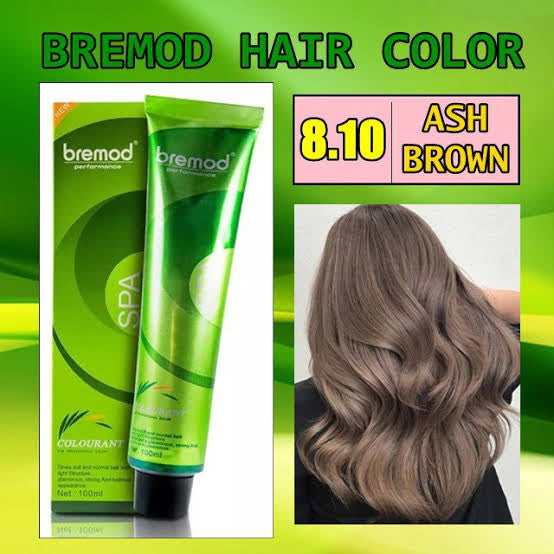 Bremod 8.10 Ash Brown Hair Color  Dye Cream 100ml & 9% or 12% Oxidizer