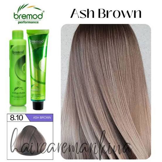 Bremod 8.10 Ash Brown Hair Color  Dye Cream 100ml & 9% or 12% Oxidizer