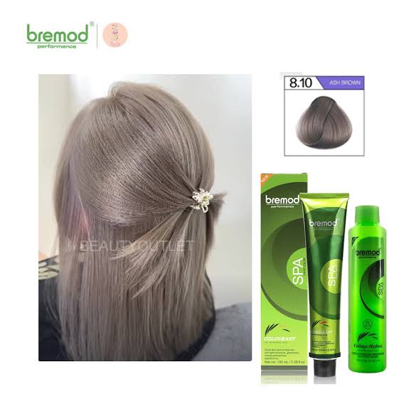 Bremod 8.10 Ash Brown Hair Color  Dye Cream 100ml & 9% or 12% Oxidizer
