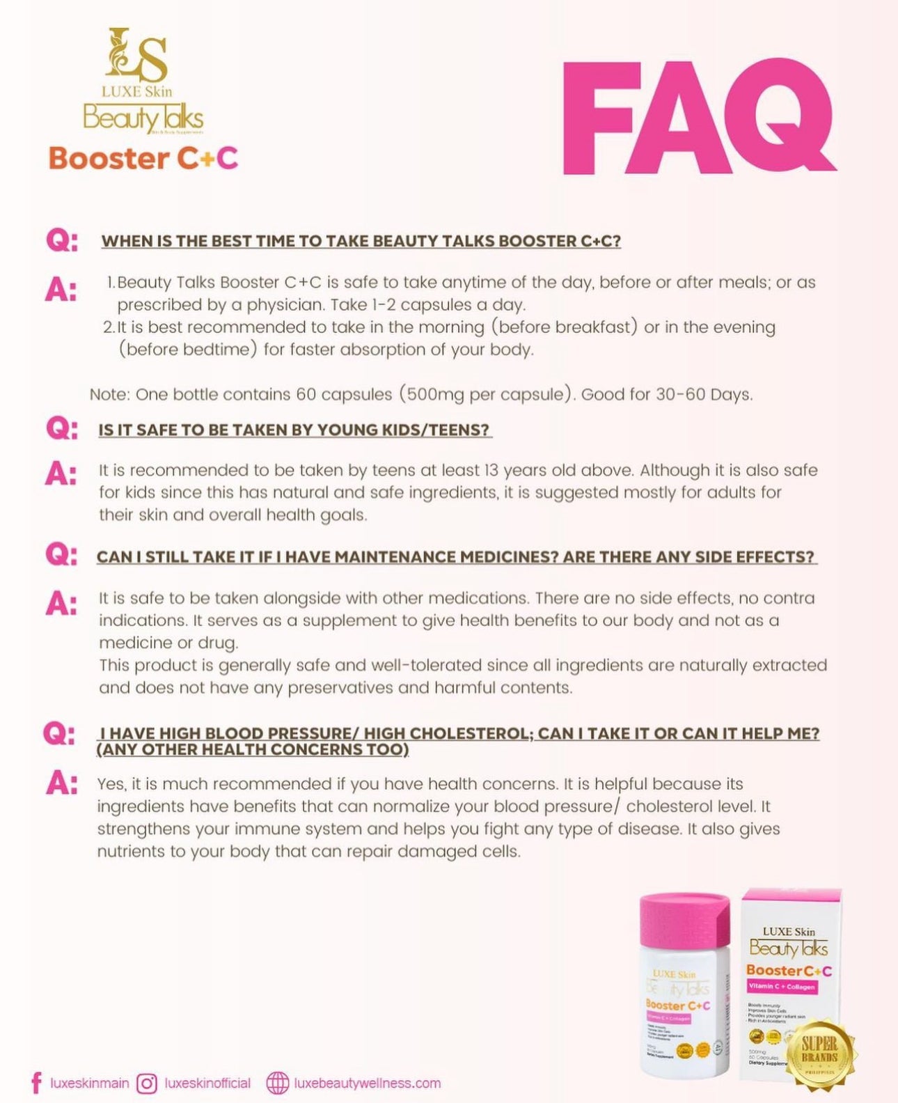 Luxe Slim - Luxe Skin Beauty Talks Booster C+C (Vitamin C + Collagen) - 500mg