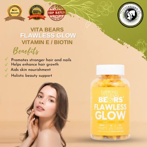 VitaBears Chewable HAIR VITAMINS (Flawless Glow in old packaging)- 60 Gummies