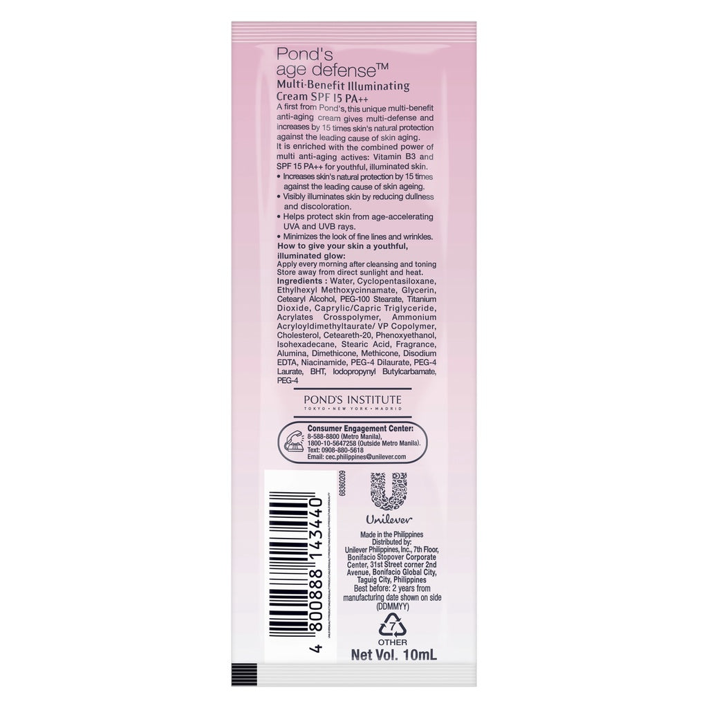 Ponds Age Defense Multi-Benefit Illuminating Cream 10ml - SPF 15 PA++