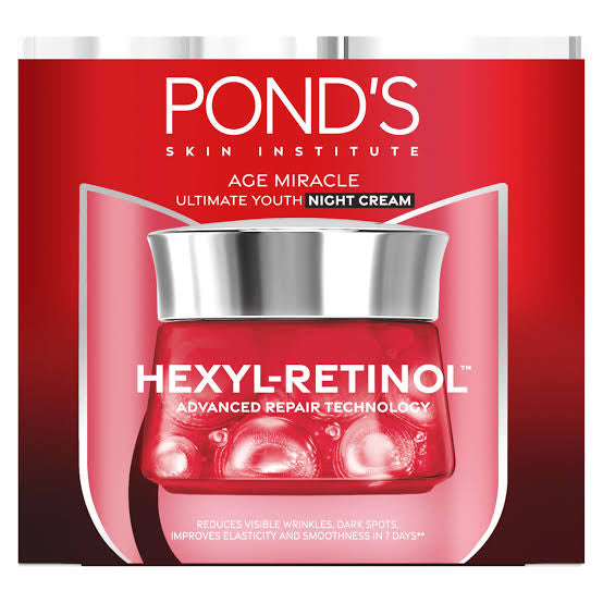 Ponds Age Miracle Ultimate Youth Night Cream Hexyl Retinol Advanced Repair Technology 50g