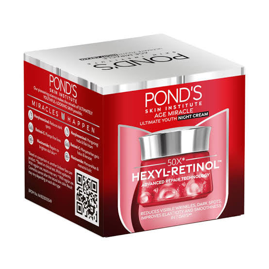 Ponds Age Miracle Ultimate Youth Night Cream Hexyl Retinol Advanced Repair Technology 50g