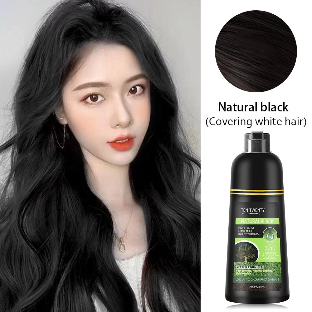 TEN TWENTY 3-in-1 Natural Herbal Hair Dye Shampoo Black Hair Color 500ml