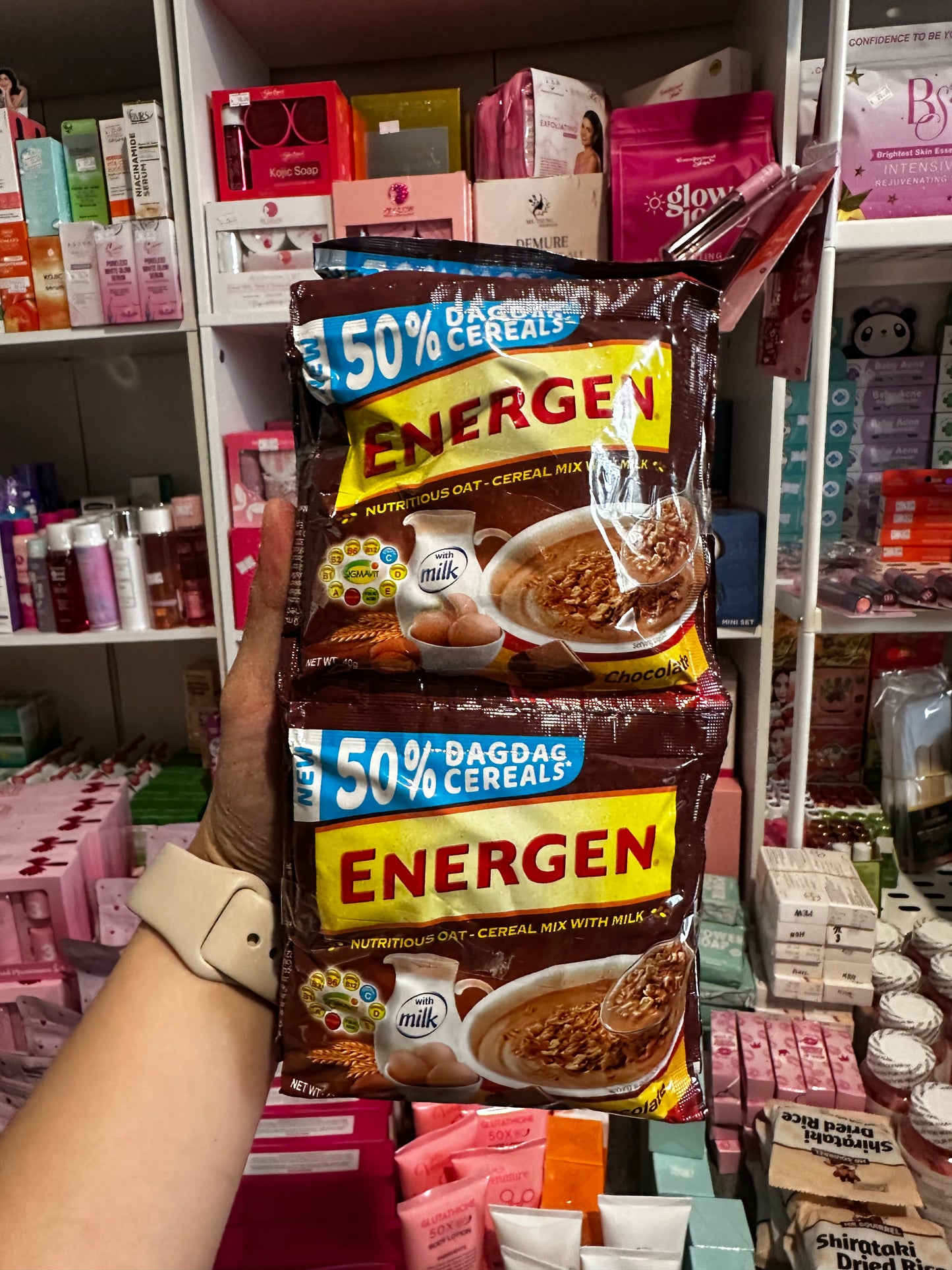 ENERGEN Nutritious Oat Cereal Mix With Milk - Chocolate Flavor 40gx10