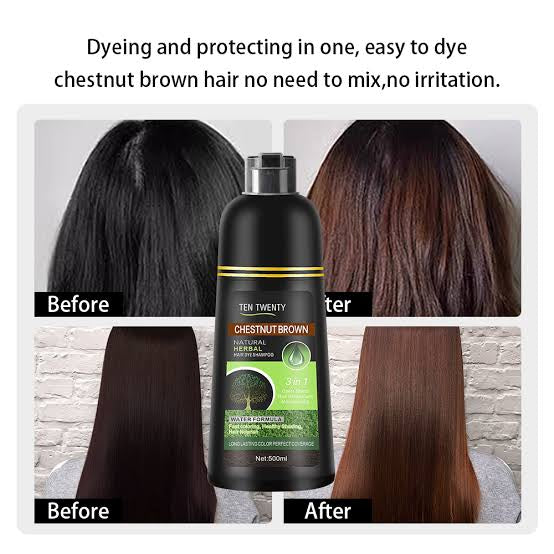 TEN TWENTY 3-in-1 Natural Herbal Hair Dye Shampoo WINE RED Hair Color 500ml