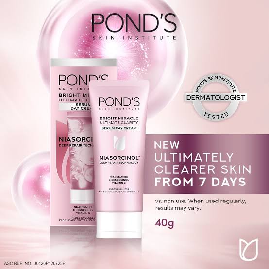 PONDS Bright Miracle Serum Burst Ultimate Clarity with Niasorcinol Serum Day Cream 40g