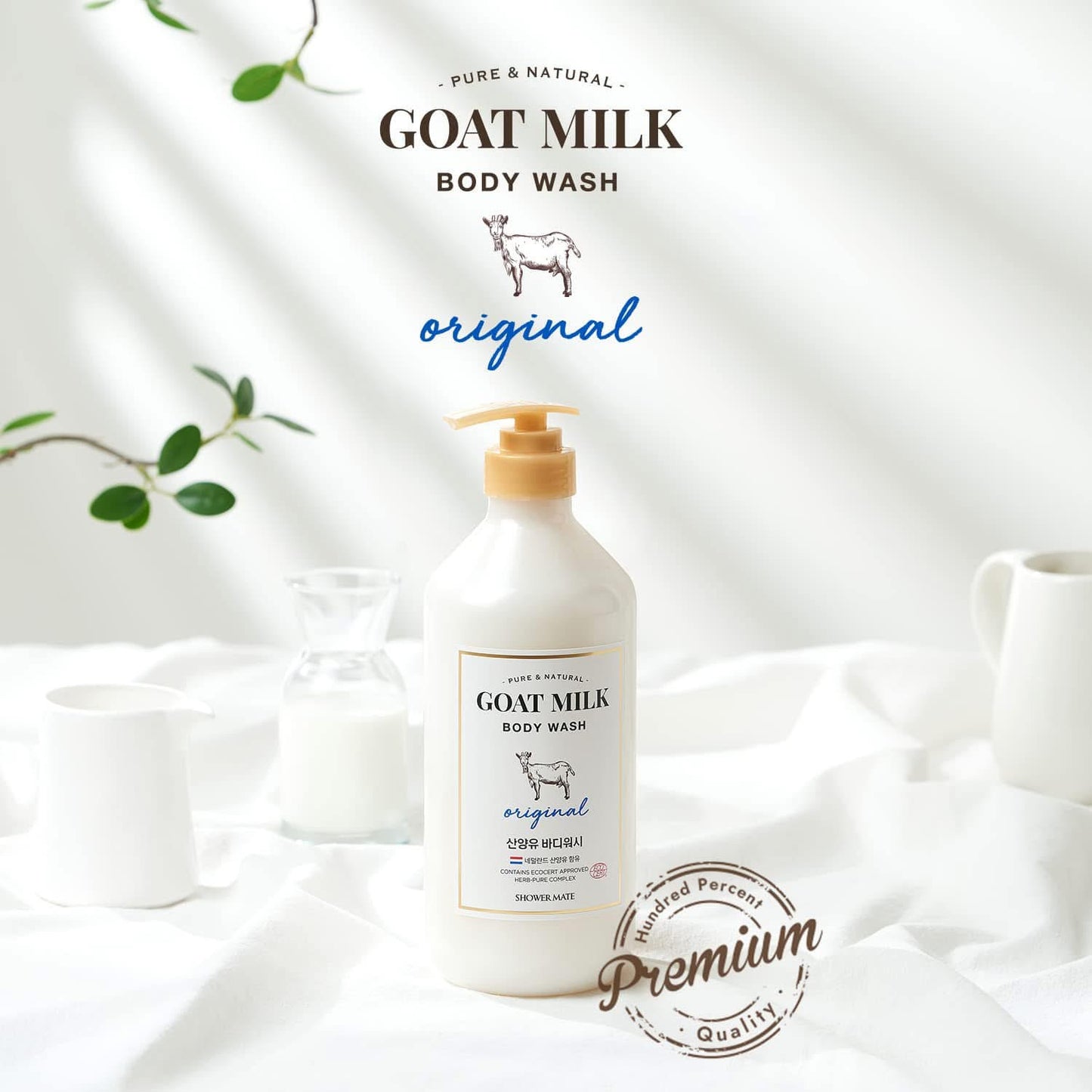 SHOWERMATE Pure and Natural Goat Milk Body Wash (Original), Contains Prebiotics And Leaves Skin Healthy And Vibrant 800ml