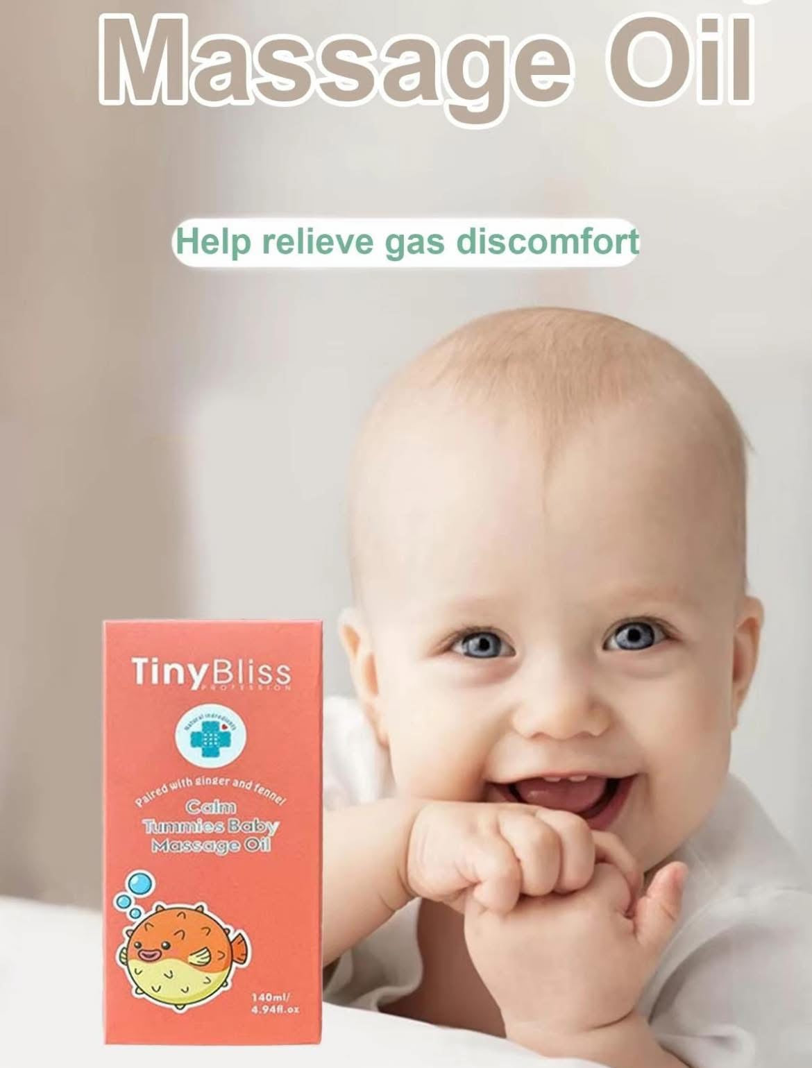 Tiny Bliss Tummies baby massage oil Anti Colic Calm Tummies Remedies for Baby Happy Tummy Massage Oil 140ml