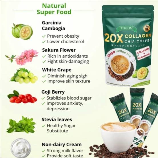 FITGUM Collagen Chia Coffee - 11 in 1 Coffee Mix