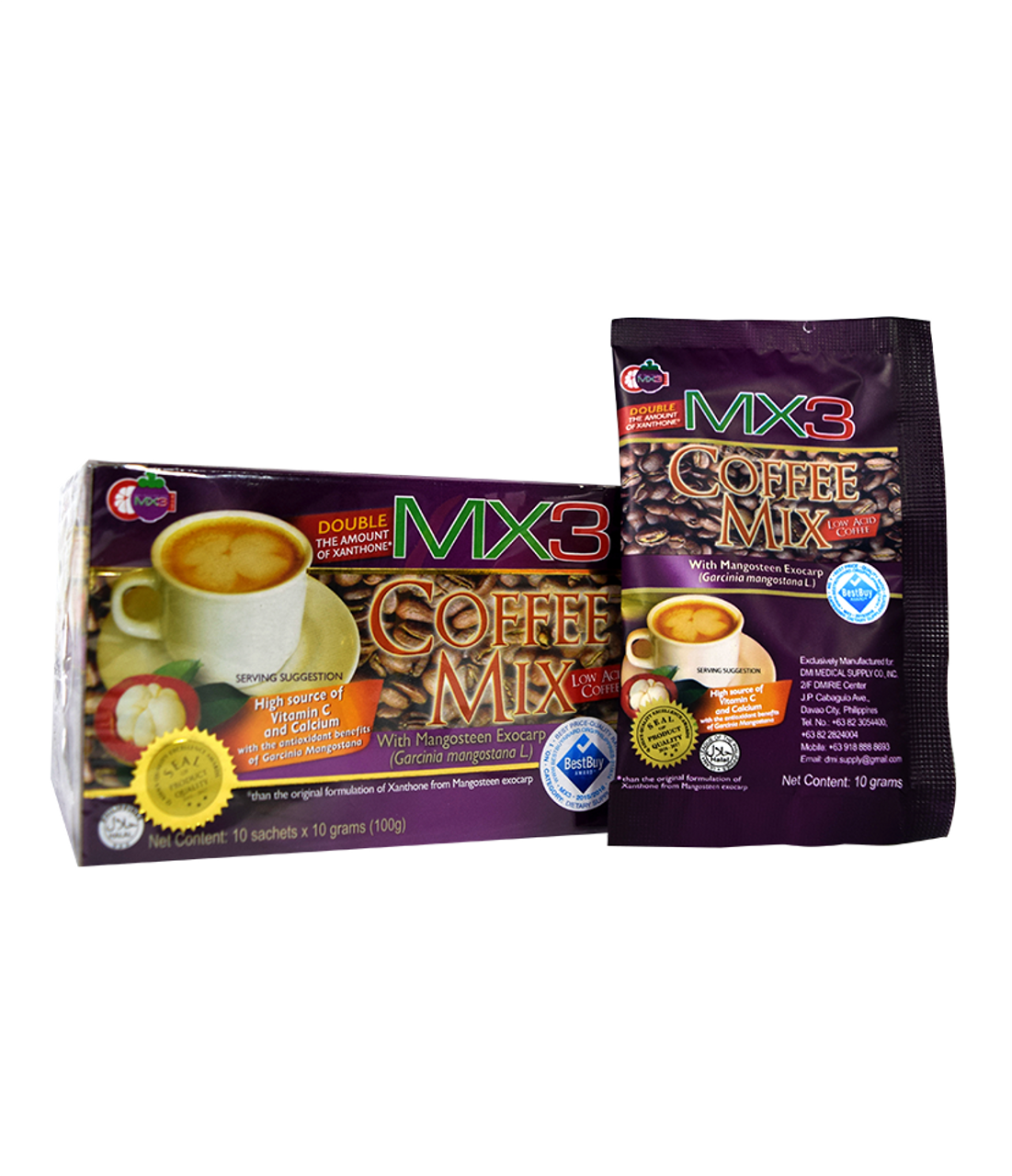 MX3 Coffee Mix Low Acid Coffee with Mangosteen Exocarp 10gx10 Sachets